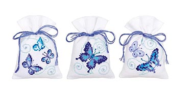 Kreuzstich-Set Säckchen 3 Stück Schmetterlinge
